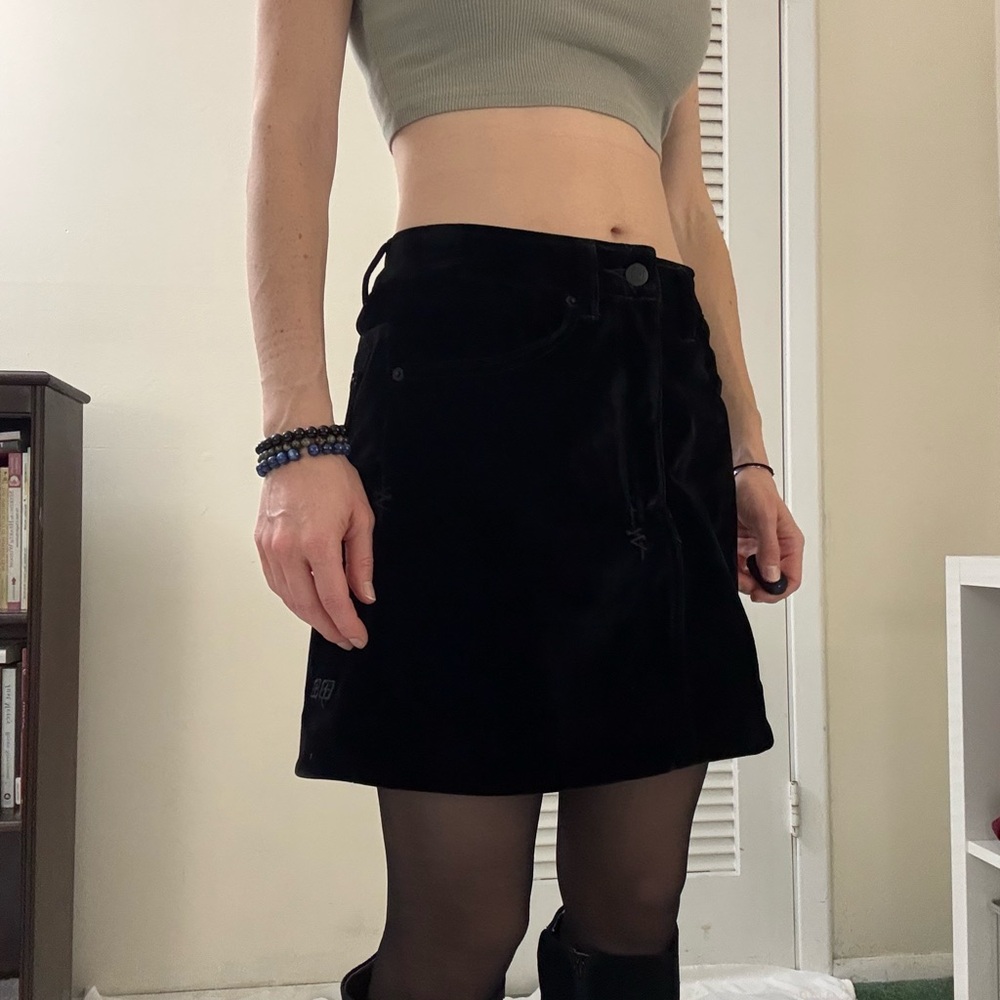 Ksubi Black Velvet Skirt